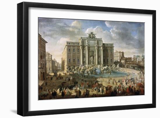 The Trevi Fountain in Rome (Pope Benidict XIV Visits the Trevi Fountain in Rom), 18th Century-Giovanni Paolo Panini-Framed Giclee Print