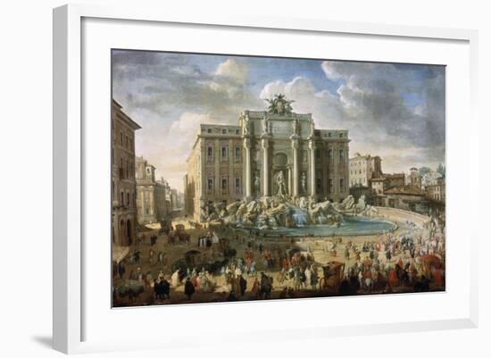 The Trevi Fountain in Rome (Pope Benidict XIV Visits the Trevi Fountain in Rom), 18th Century-Giovanni Paolo Panini-Framed Giclee Print