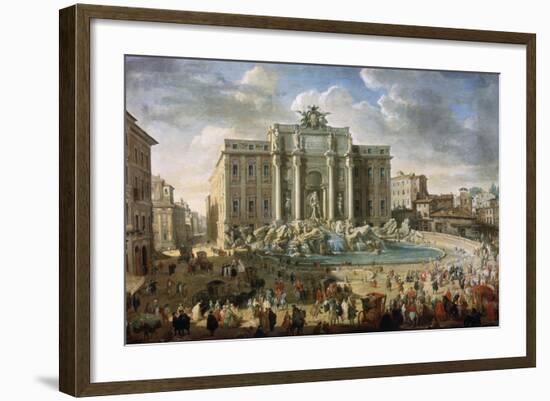 The Trevi Fountain in Rome (Pope Benidict XIV Visits the Trevi Fountain in Rom), 18th Century-Giovanni Paolo Panini-Framed Giclee Print