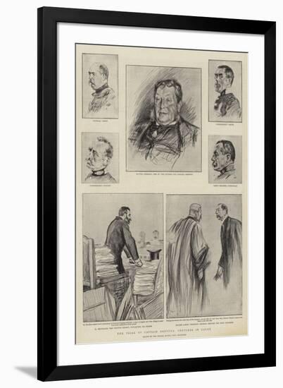 The Trial of Captain Dreyfus at Rennes, Sketches in Court-Charles Paul Renouard-Framed Giclee Print