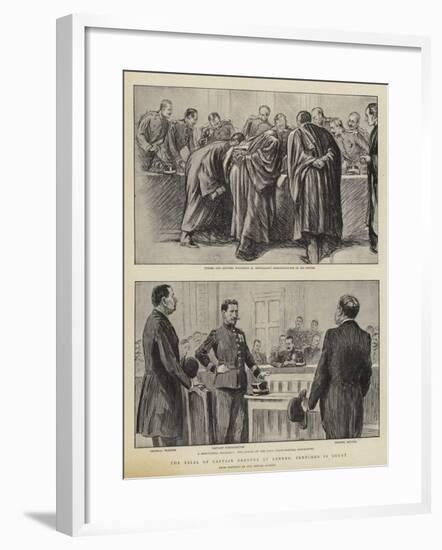 The Trial of Captain Dreyfus at Rennes, Sketches in Court-null-Framed Giclee Print