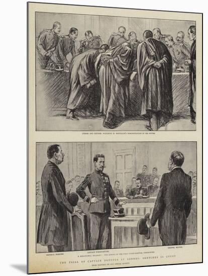 The Trial of Captain Dreyfus at Rennes, Sketches in Court-null-Mounted Giclee Print