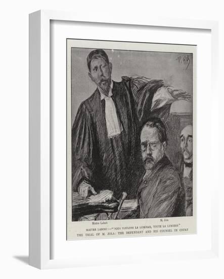 The Trial of M Zola, the Defendant and His Counsel in Court-null-Framed Giclee Print