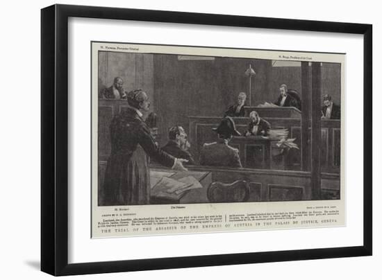 The Trial of the Assassin of the Empress of Austria in the Palais De Justice, Geneva-null-Framed Giclee Print