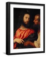 The Tribute Money: Christ and the Pharisee Give Unto Caesar-Titian (Tiziano Vecelli)-Framed Giclee Print