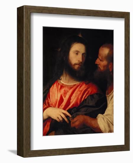 The Tribute Money: Christ and the Pharisee Give Unto Caesar-Titian (Tiziano Vecelli)-Framed Giclee Print