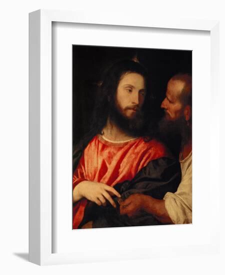 The Tribute Money: Christ and the Pharisee Give Unto Caesar-Titian (Tiziano Vecelli)-Framed Giclee Print