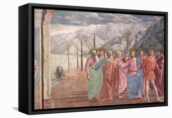 The Tribute Money, from the Brancacci Chapel, c.1426-Tommaso Masaccio-Framed Stretched Canvas