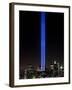 The Tribute of Light Memorial Shines into the Sky Over the Night Skyline of New York City-null-Framed Premium Photographic Print