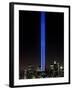 The Tribute of Light Memorial Shines into the Sky Over the Night Skyline of New York City-null-Framed Premium Photographic Print