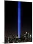 The Tribute of Light Memorial Shines into the Sky Over the Night Skyline of New York City-null-Mounted Premium Photographic Print