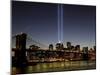 The Tribute of Light Memorial Shines into the Sky Over the Night Skyline of New York City-null-Mounted Premium Photographic Print