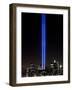 The Tribute of Light Memorial Shines into the Sky Over the Night Skyline of New York City-null-Framed Photographic Print