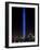 The Tribute of Light Memorial Shines into the Sky Over the Night Skyline of New York City-null-Framed Photographic Print