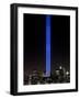 The Tribute of Light Memorial Shines into the Sky Over the Night Skyline of New York City-null-Framed Photographic Print