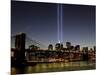 The Tribute of Light Memorial Shines into the Sky Over the Night Skyline of New York City-null-Mounted Photographic Print