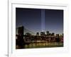 The Tribute of Light Memorial Shines into the Sky Over the Night Skyline of New York City-null-Framed Photographic Print