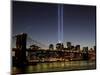 The Tribute of Light Memorial Shines into the Sky Over the Night Skyline of New York City-null-Mounted Photographic Print