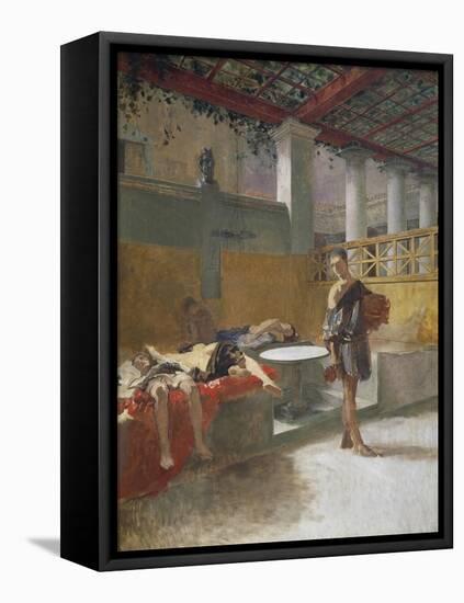 The Triclinium after the Orgy, Circa 1860-Domenico Morelli-Framed Stretched Canvas