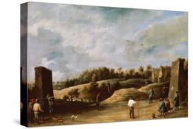 The Trio of the Crossbow-David Teniers the Younger-Stretched Canvas