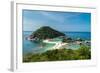 The triple islands of Koh Nang Yuan are connected by shared sandbar, Koh Tao, Thailand-Logan Brown-Framed Photographic Print