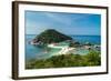 The triple islands of Koh Nang Yuan are connected by shared sandbar, Koh Tao, Thailand-Logan Brown-Framed Photographic Print