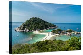 The triple islands of Koh Nang Yuan are connected by shared sandbar, Koh Tao, Thailand-Logan Brown-Stretched Canvas