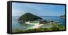 The triple islands of Koh Nang Yuan are connected by shared sandbar, Koh Tao, Thailand-Logan Brown-Framed Stretched Canvas