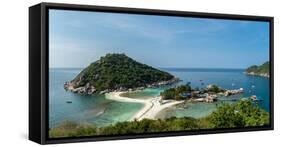 The triple islands of Koh Nang Yuan are connected by shared sandbar, Koh Tao, Thailand-Logan Brown-Framed Stretched Canvas