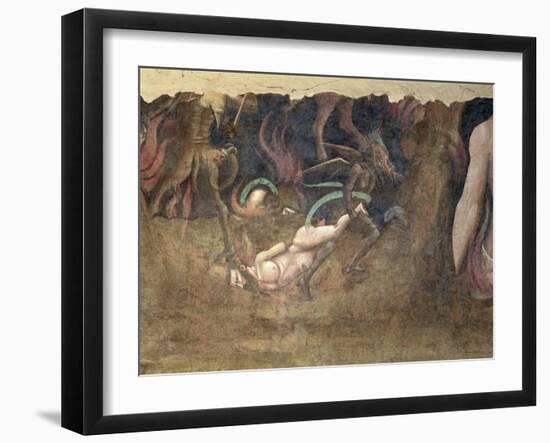 The Triumph of Death, Detail of a Devil Carrying Away a Sinner Into Hell, 1348-Andrea Di Cione Orcagna-Framed Giclee Print