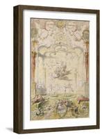 The Triumph of Love (Ink and W/C on Paper)-Claude Gillot-Framed Giclee Print