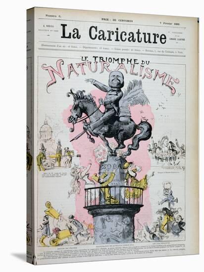 The Triumph of Naturalism," Caricature of Emile Zola (1840-1902) Illustration from "La Caricature"-Albert Robida-Stretched Canvas
