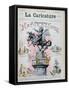 The Triumph of Naturalism," Caricature of Emile Zola (1840-1902) Illustration from "La Caricature"-Albert Robida-Framed Stretched Canvas