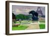 The Trocadero Gardens and the Rhinoceros by Jacquemart-Jules Ernest Renoux-Framed Giclee Print