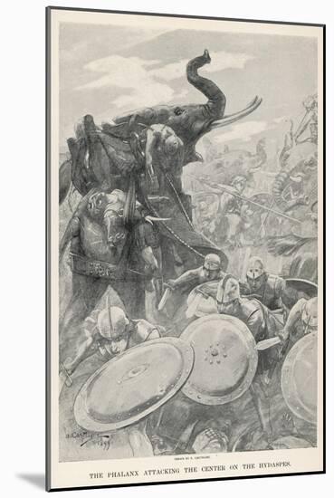 The Troops of Alexander the Great Meet the Elephants of Porus on the Hydaspes-Andre Castaigne-Mounted Photographic Print