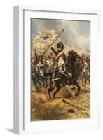 The Trophy, Soldier of 4th French Dragoon Regiment with Prussian Flag, 1806-Edouard Detaille-Framed Giclee Print