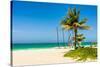 The Tropical Beach of Varadero in Cuba with Coconut Palms and Colorful Sailing Boats-Kamira-Stretched Canvas
