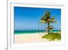 The Tropical Beach of Varadero in Cuba with Coconut Palms and Colorful Sailing Boats-Kamira-Framed Photographic Print