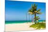 The Tropical Beach of Varadero in Cuba with Coconut Palms and Colorful Sailing Boats-Kamira-Mounted Photographic Print