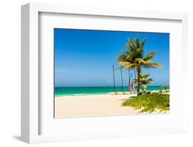 The Tropical Beach of Varadero in Cuba with Coconut Palms and Colorful Sailing Boats-Kamira-Framed Photographic Print