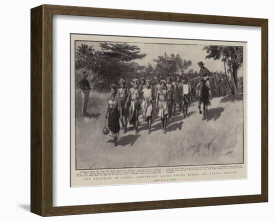 The Troubles in Samoa, Lieutenant Gaunt Riding Beside His Native Brigade-Henry Marriott Paget-Framed Giclee Print