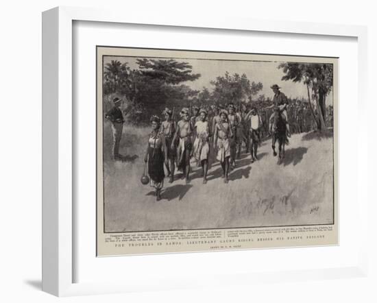 The Troubles in Samoa, Lieutenant Gaunt Riding Beside His Native Brigade-Henry Marriott Paget-Framed Giclee Print