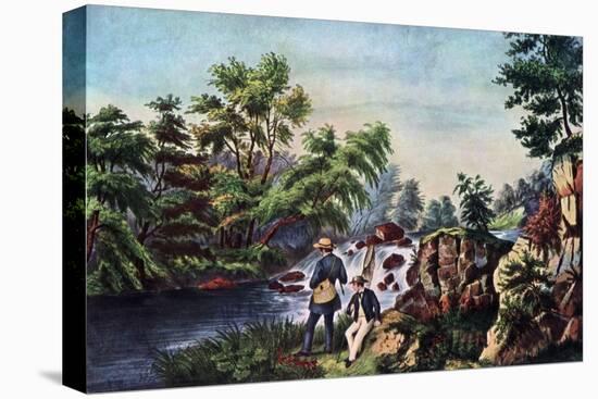 The Trout Stream, 1852-Currier & Ives-Stretched Canvas