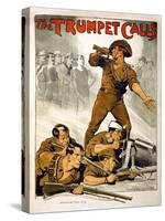 The Trumpet Calls Poster-Norman Lindsay-Stretched Canvas