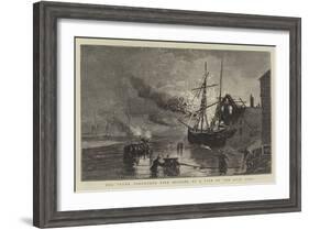 The Truro Volunteer Fire Brigade at a Fire on the Quay Side-null-Framed Giclee Print