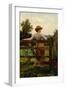 The Trysting Place, Woman Leaning on Gate-William A. Breakspeare-Framed Giclee Print