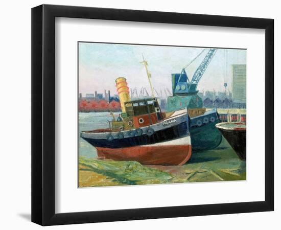 The Tug 'Agama' at Greenwich, C.1970 (Oil on Canvas)-Anna Lea Merritt-Framed Giclee Print