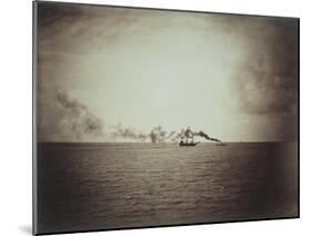 The Tugboat, Black and White Image Showing a Small Boat with Three Masts on the Water-Gustave Le Gray-Mounted Giclee Print