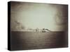 The Tugboat, Black and White Image Showing a Small Boat with Three Masts on the Water-Gustave Le Gray-Stretched Canvas