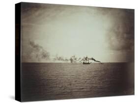 The Tugboat, Black and White Image Showing a Small Boat with Three Masts on the Water-Gustave Le Gray-Stretched Canvas